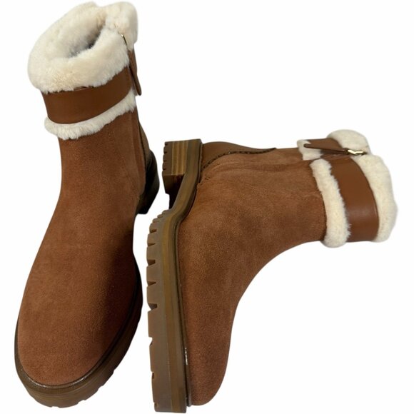 Kate Spade Bailee Winter Boots 8B Brown Warm Gingerbread Leather Suede KA166 - Picture 4 of 12